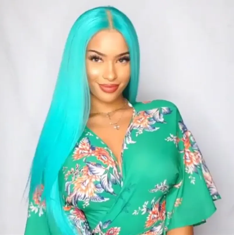Sky blue long straight