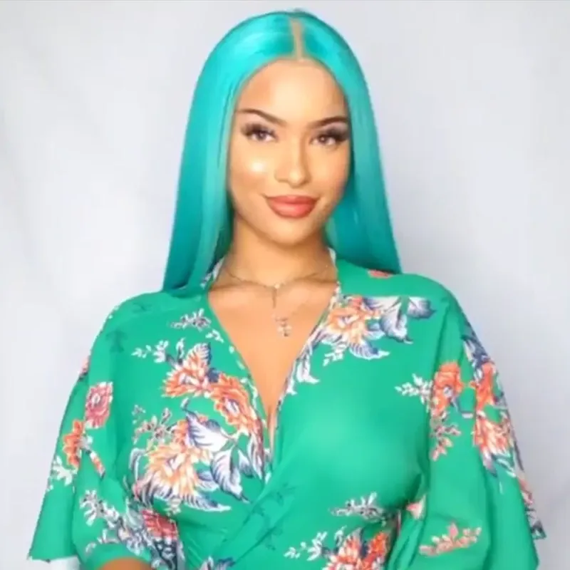 Sky blue long straight