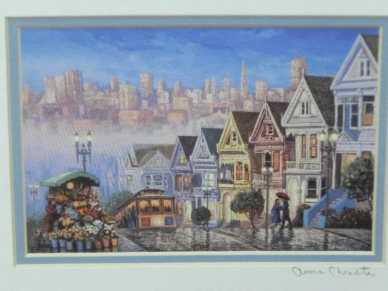 Small Framed San Francisco Street Scape Limited Print by Anna Chrasta, Signed by the Artist