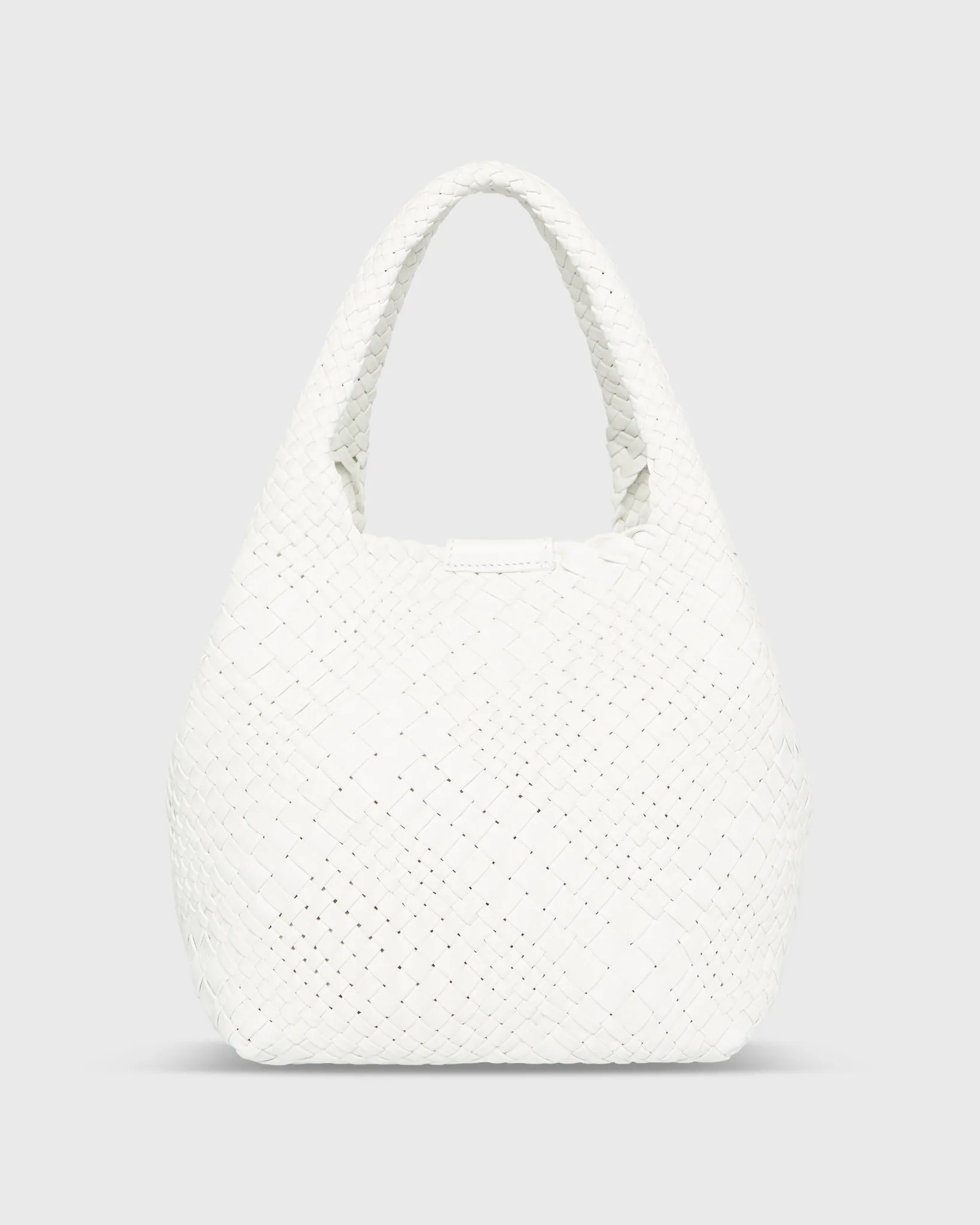 Small Mercato Handwoven Tote in Chalk Leather