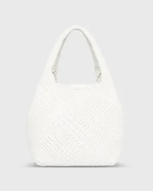 Small Mercato Handwoven Tote in Chalk Leather