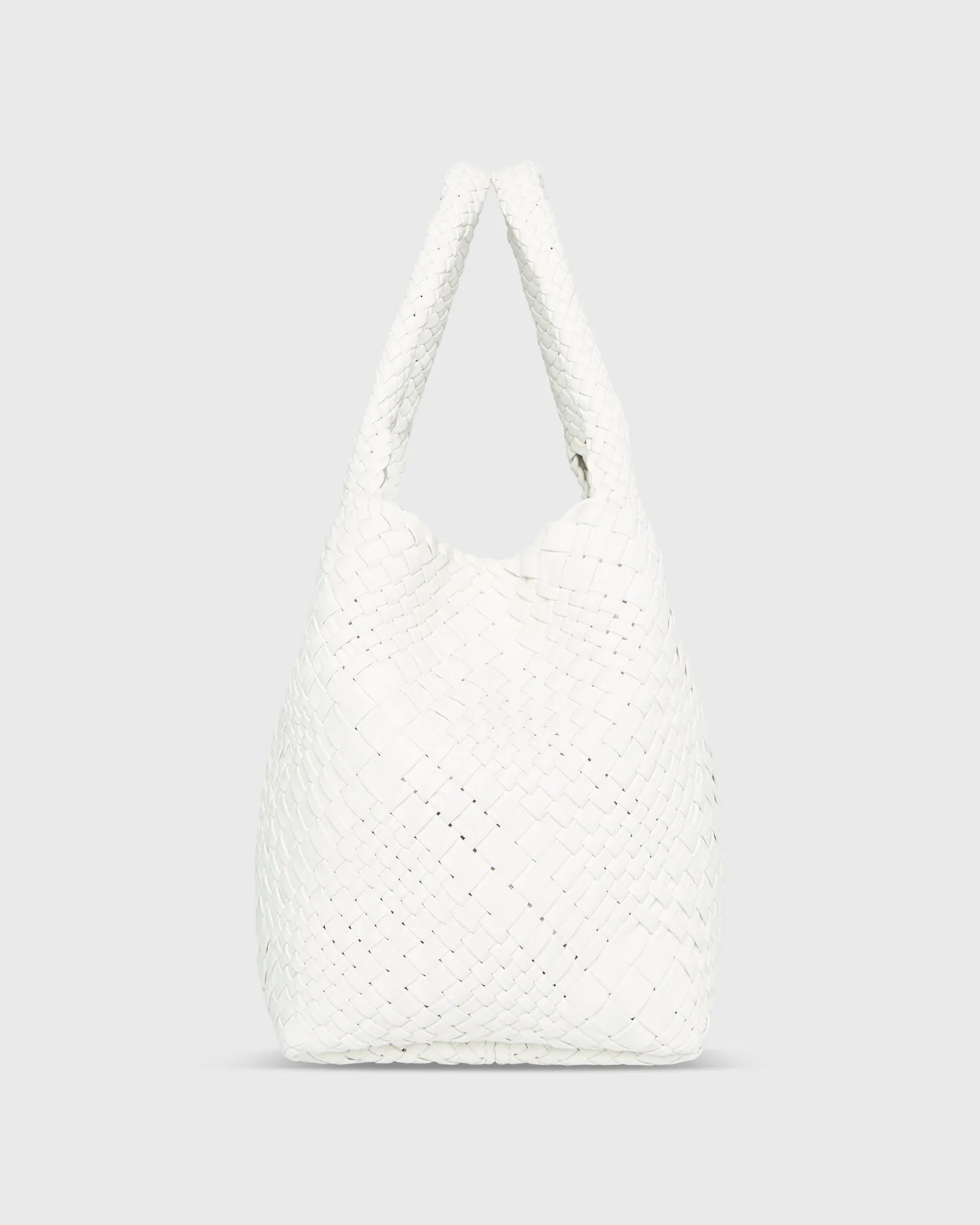 Small Mercato Handwoven Tote in Chalk Leather