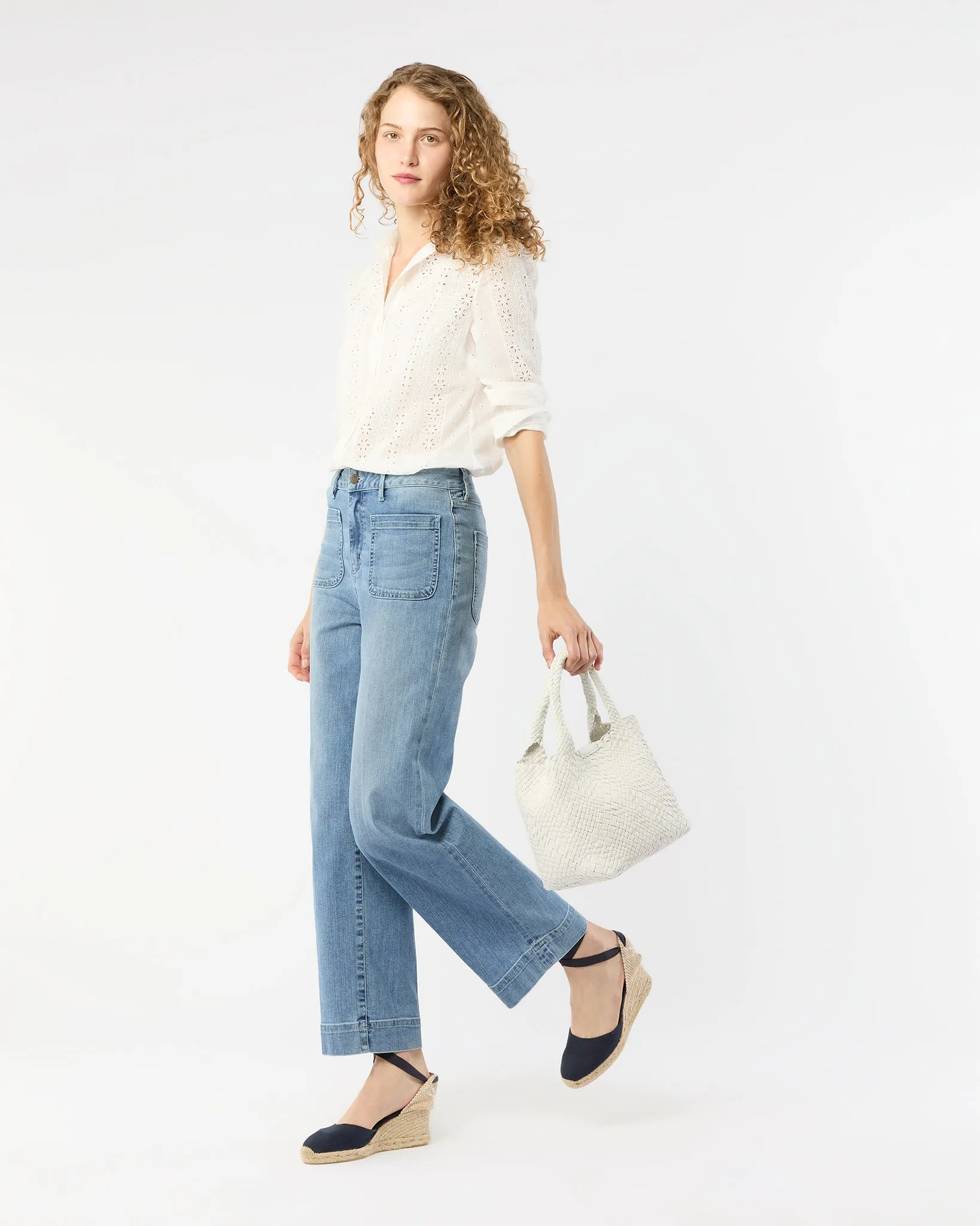 Small Mercato Handwoven Tote in Chalk Leather