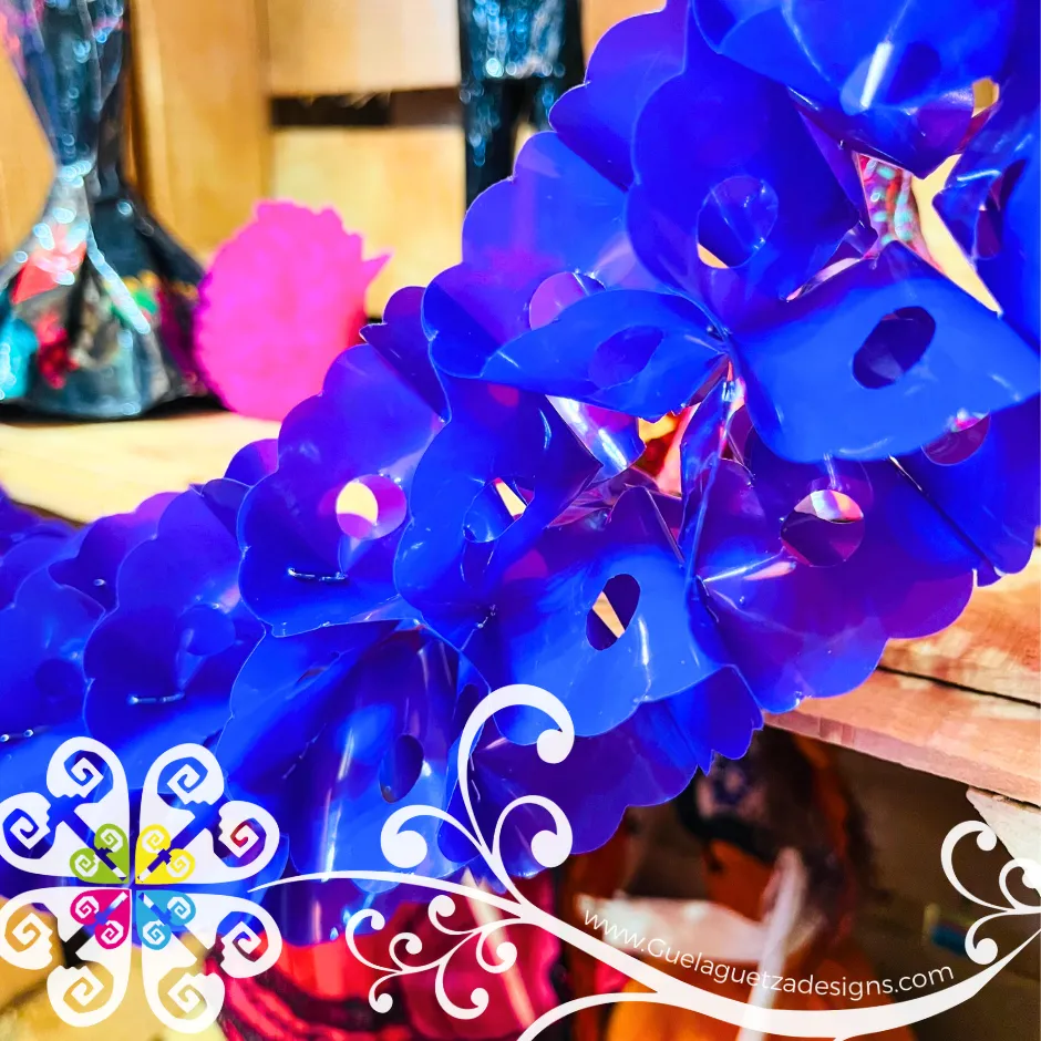 Small Purple Fiesta Decor - Worm Flower Banner - Day of the Dead Decor