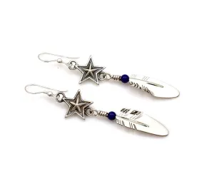 Small Star Feather Earrings