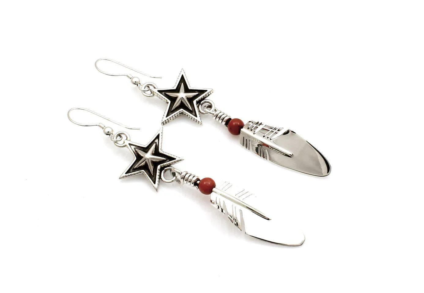 Small Star Feather Earrings