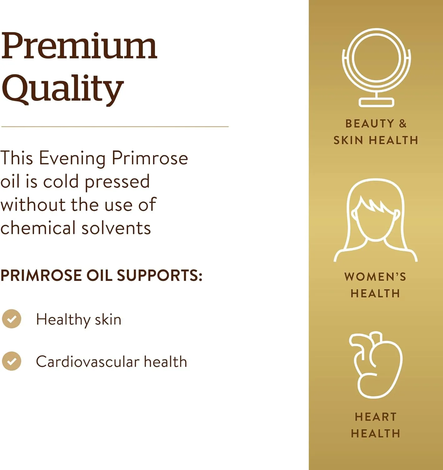 Solgar Evening Primrose Oil 500 mg, 180 Softgels - Promotes Healthy Skin & Cardiovascular Health - Nutritional Support for Women - Gluten Free, Dairy Free - 180 Servings