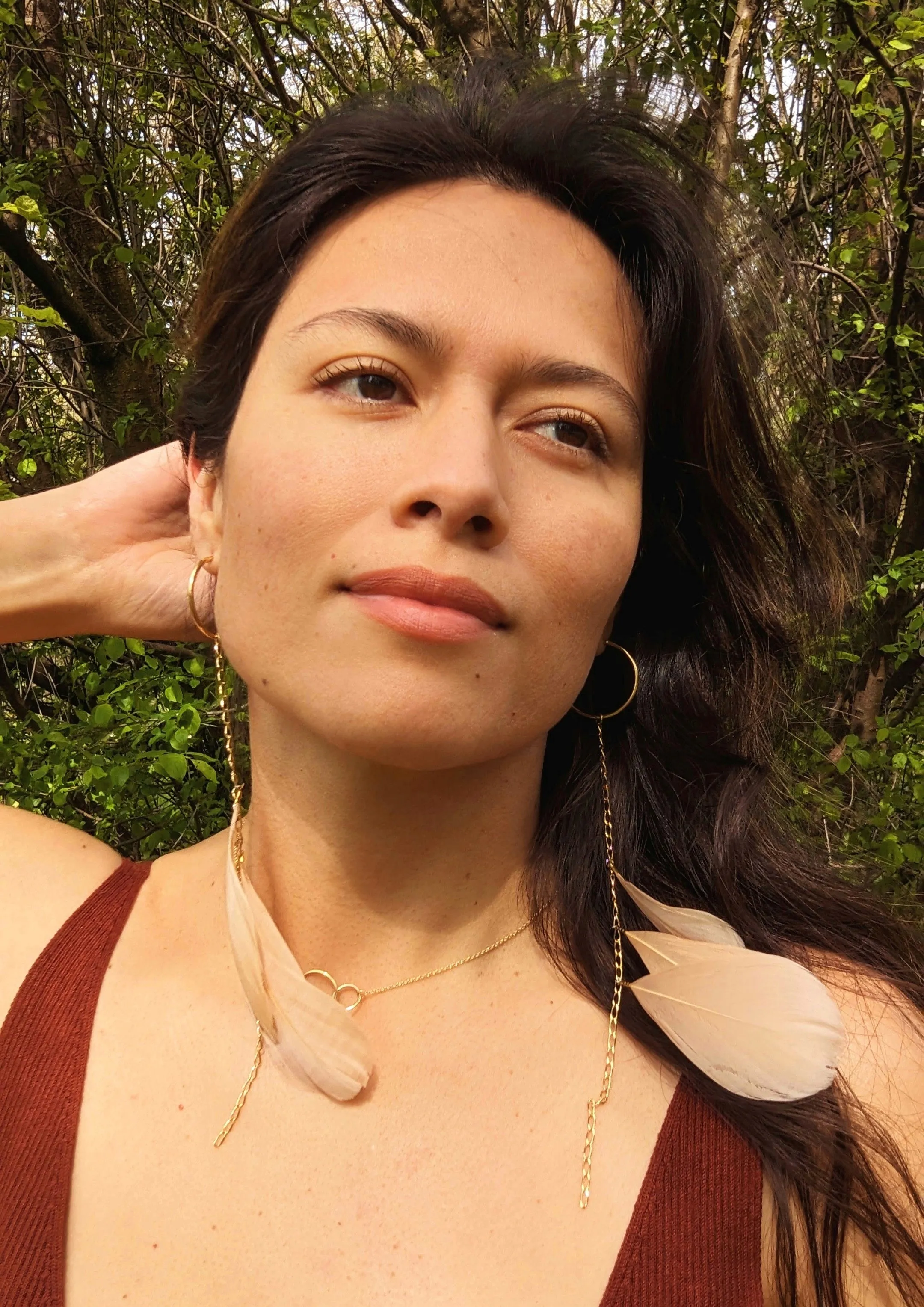 Sophia Cream Feather Earrings