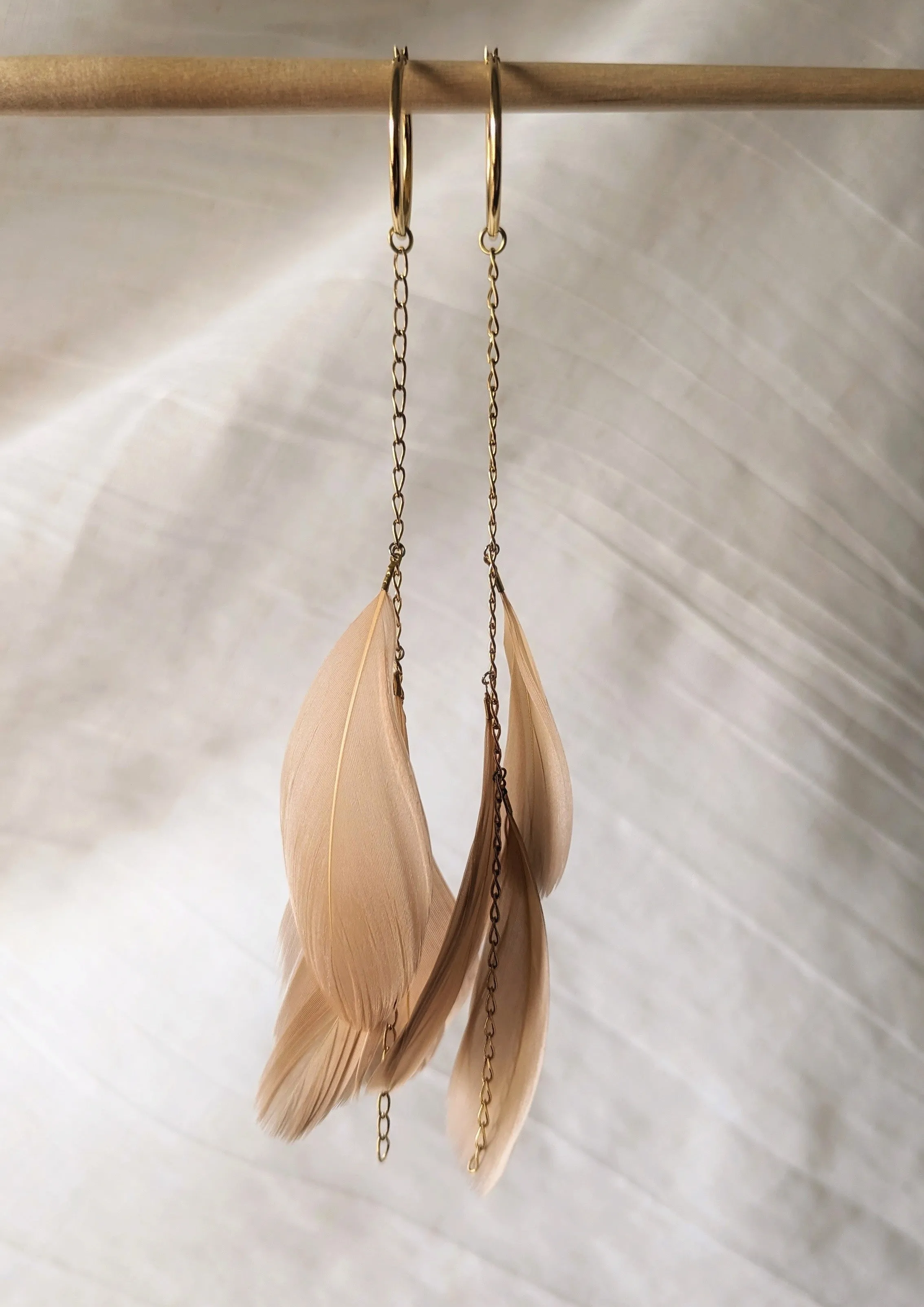 Sophia Cream Feather Earrings