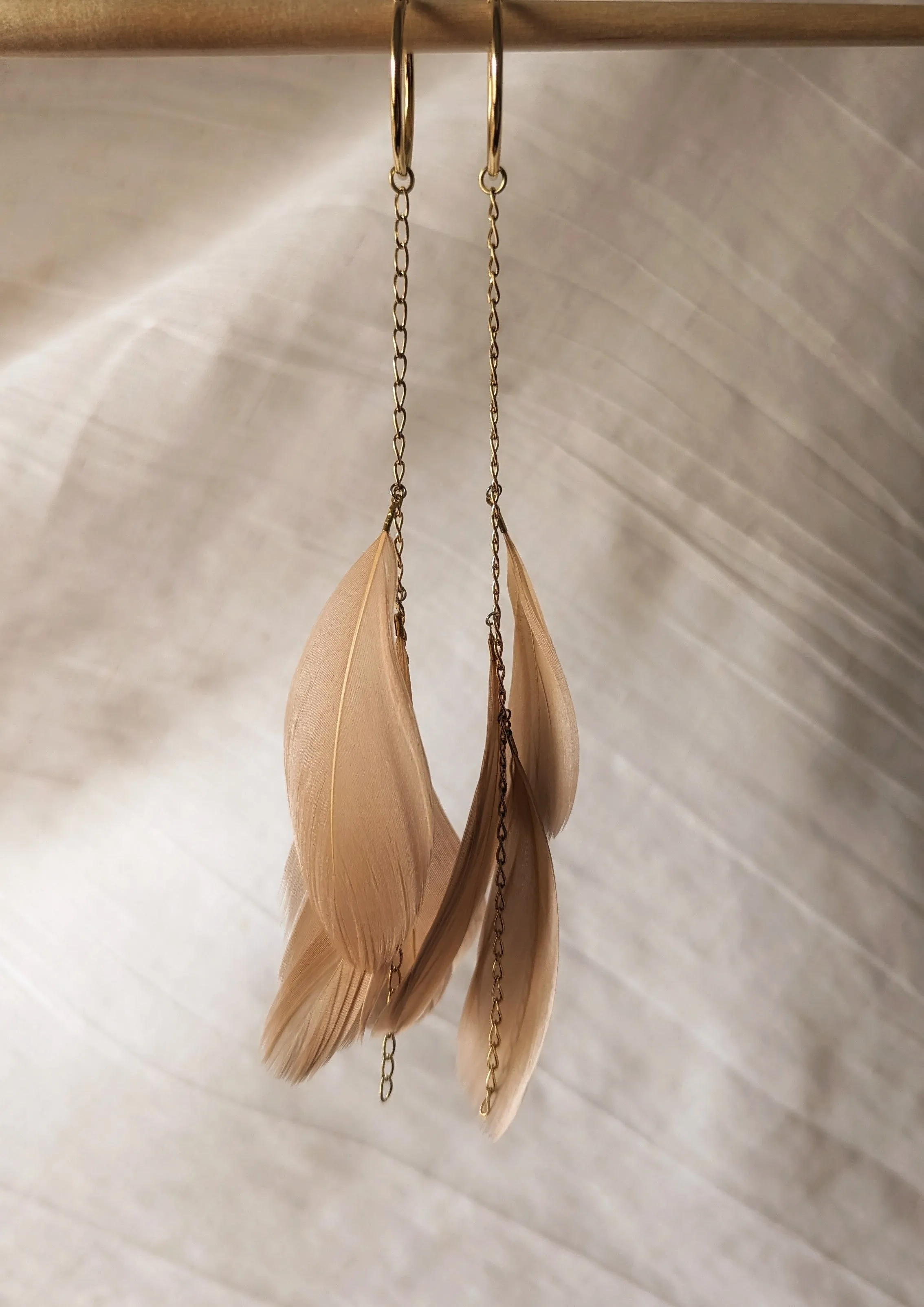 Sophia Cream Feather Earrings