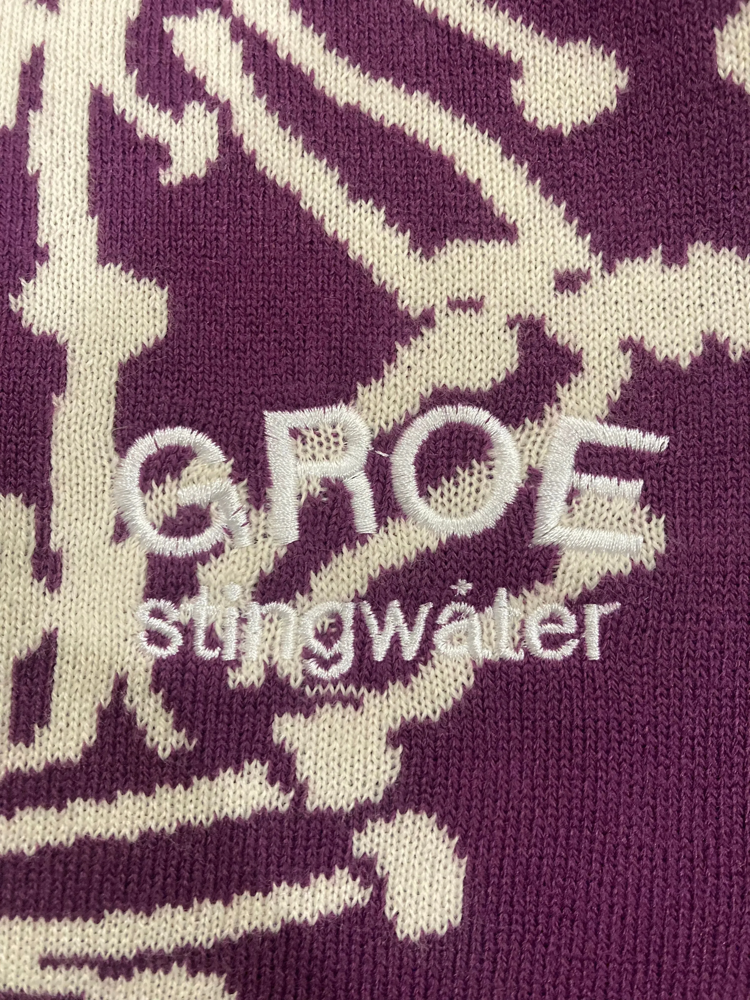 Speshal Connection Mushroom Print Jacquard Knit Sweater Royal Purple