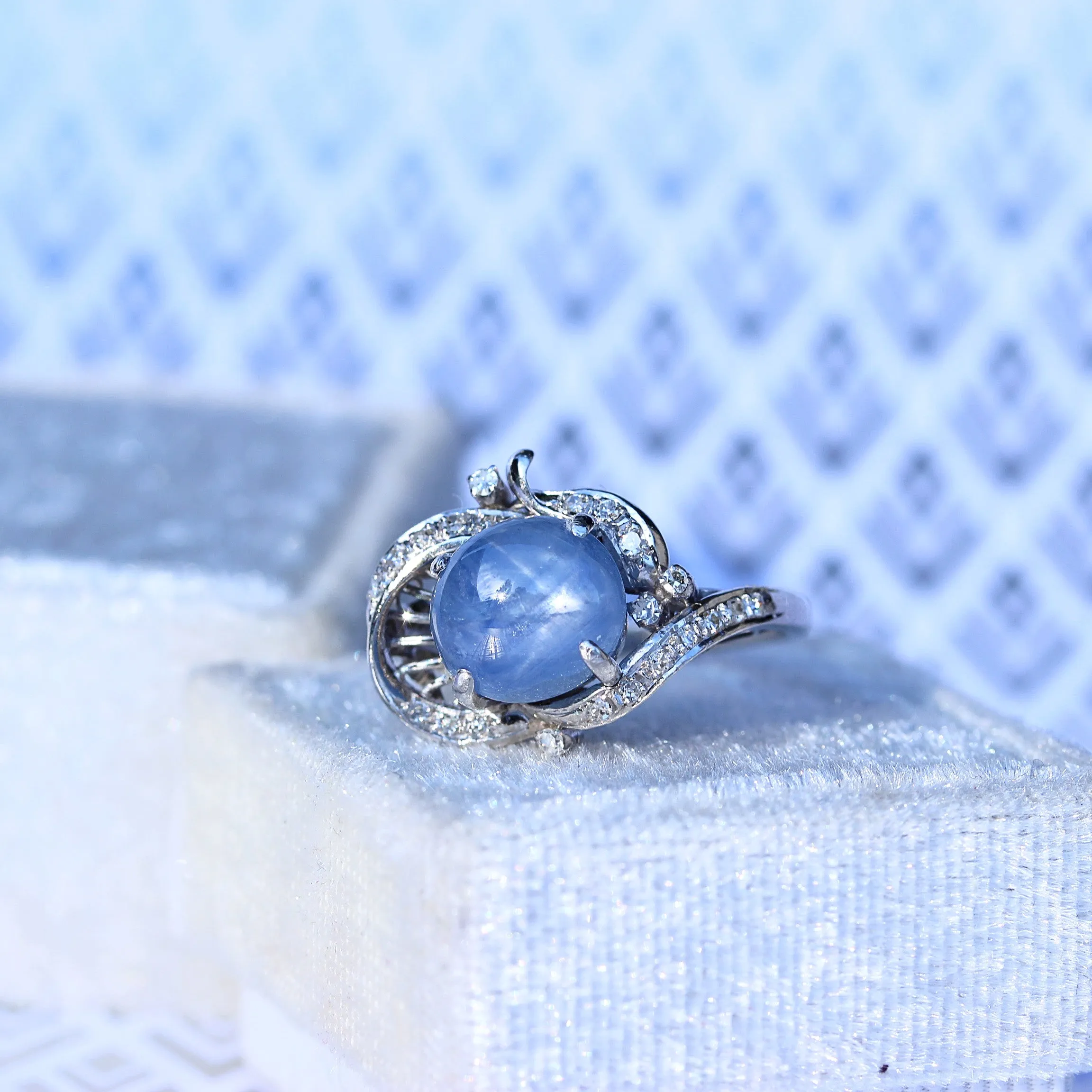 Star Sapphire & Diamond Cocktail Ring, 18k