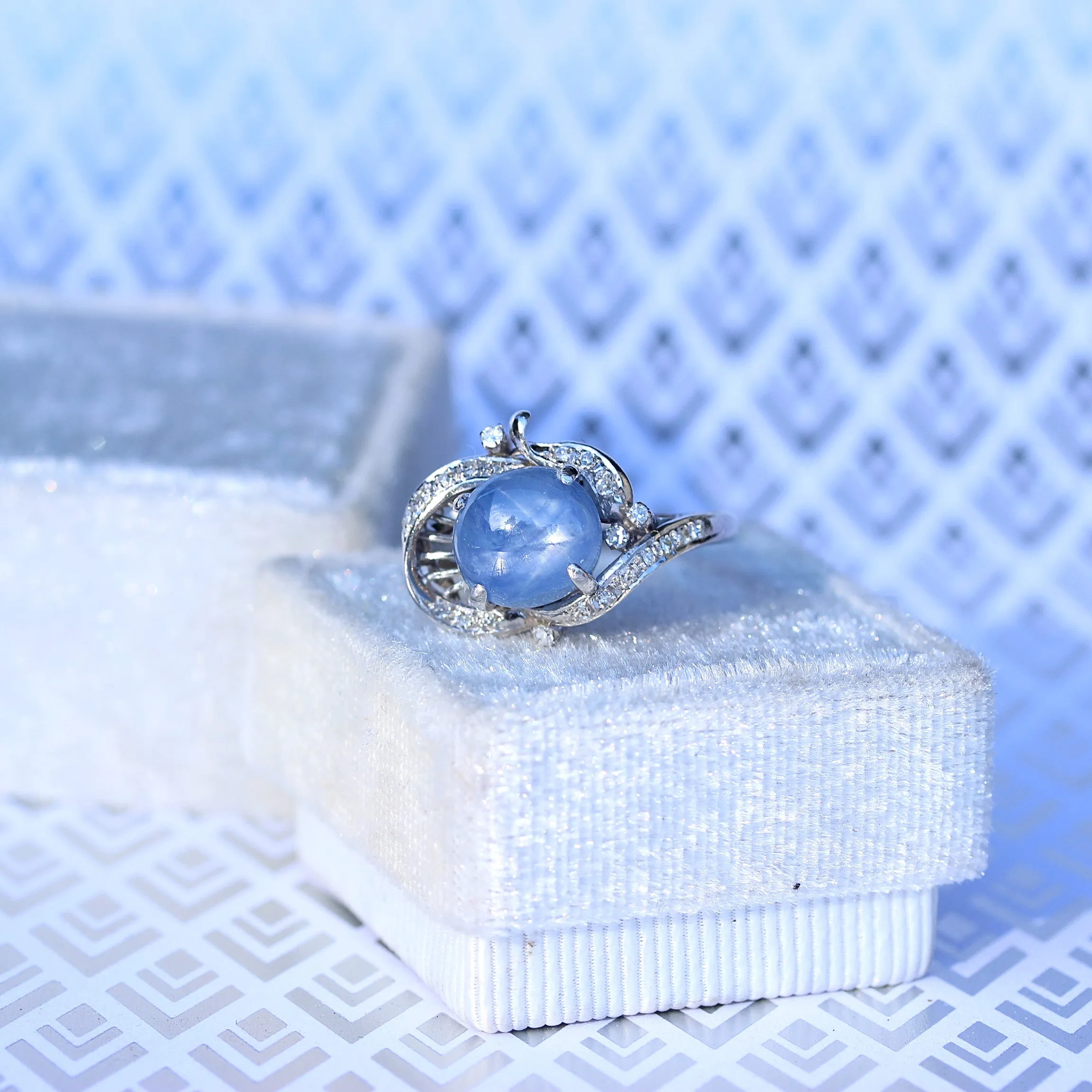Star Sapphire & Diamond Cocktail Ring, 18k