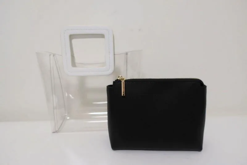 Staud Mini Shirley Bag Clear/White/Black Tote