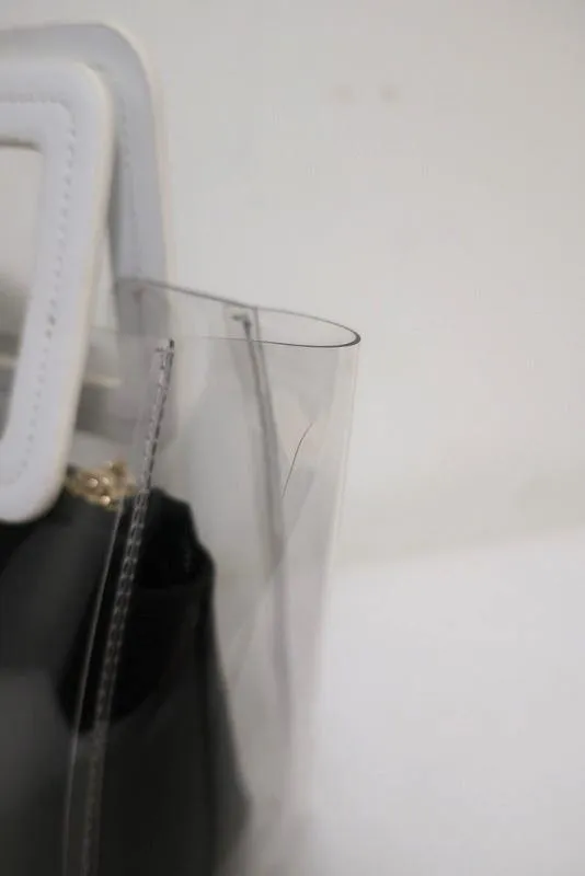 Staud Mini Shirley Bag Clear/White/Black Tote