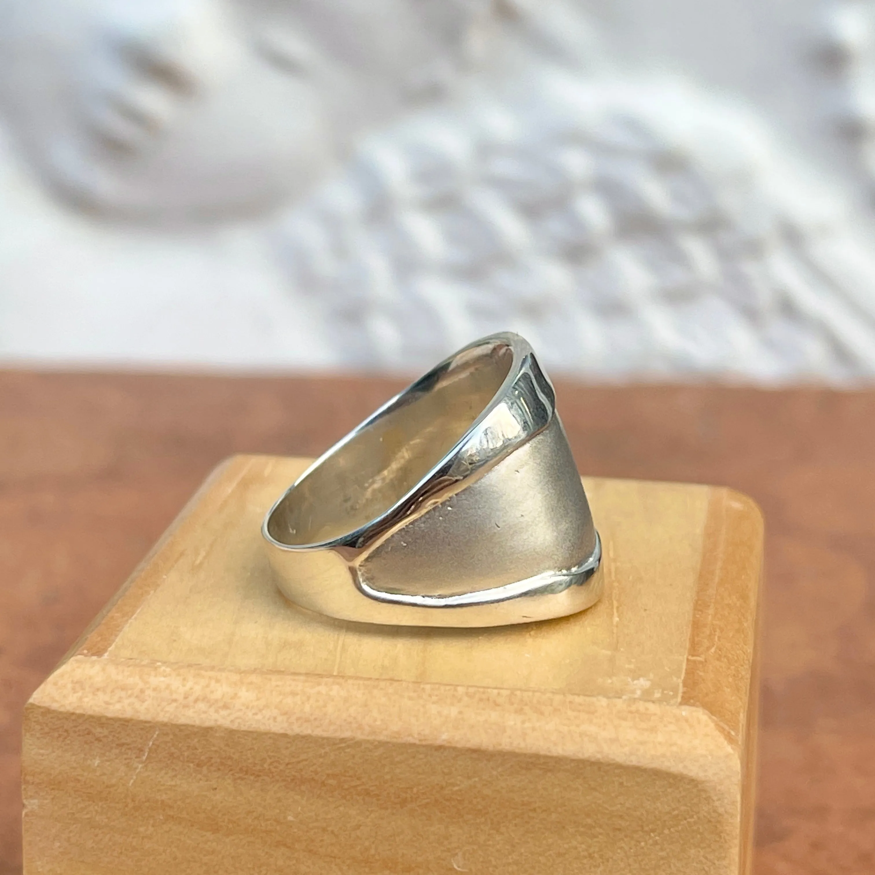 Sterling Silver Artistic Shiny   Matte Design Cigar Band Ring