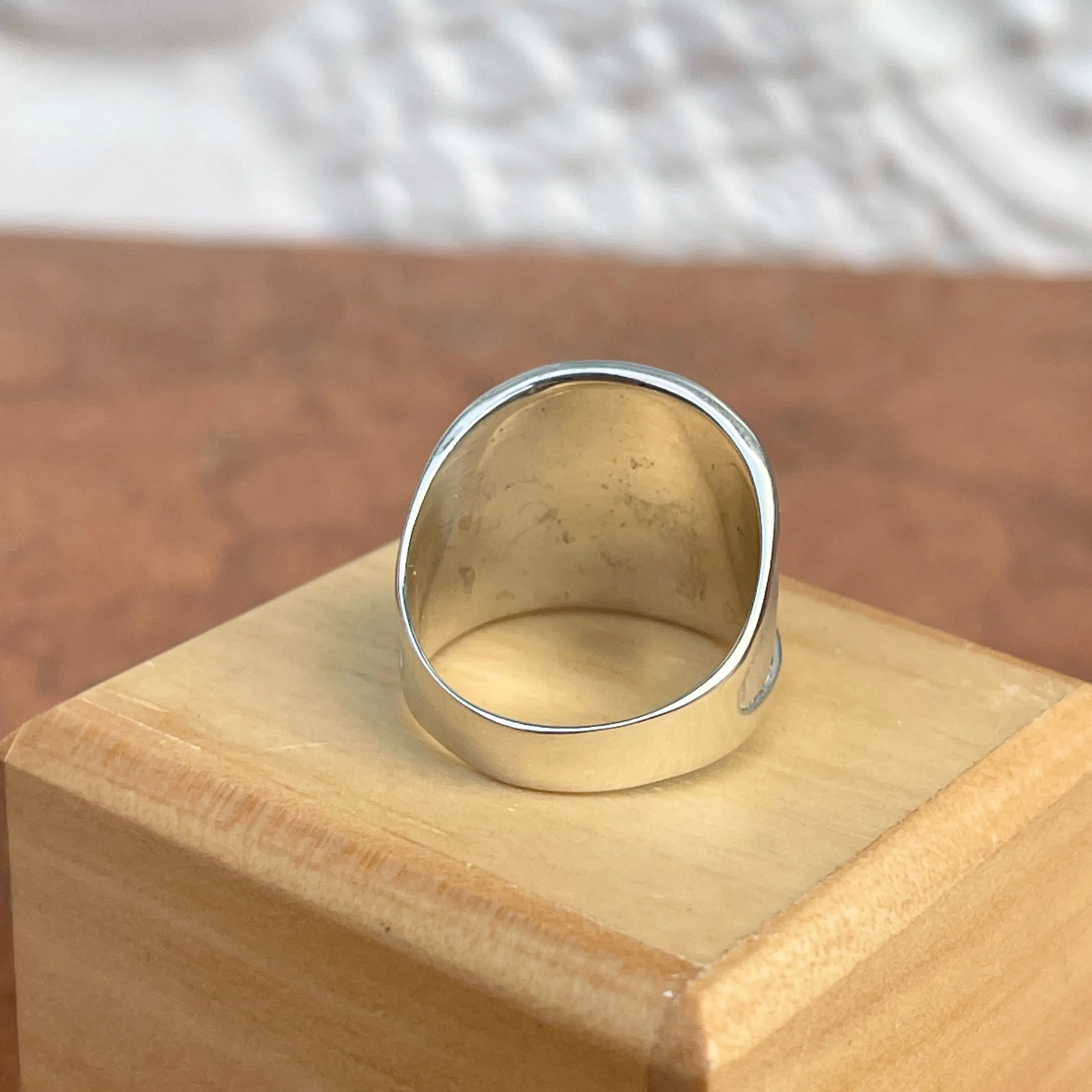 Sterling Silver Artistic Shiny   Matte Design Cigar Band Ring