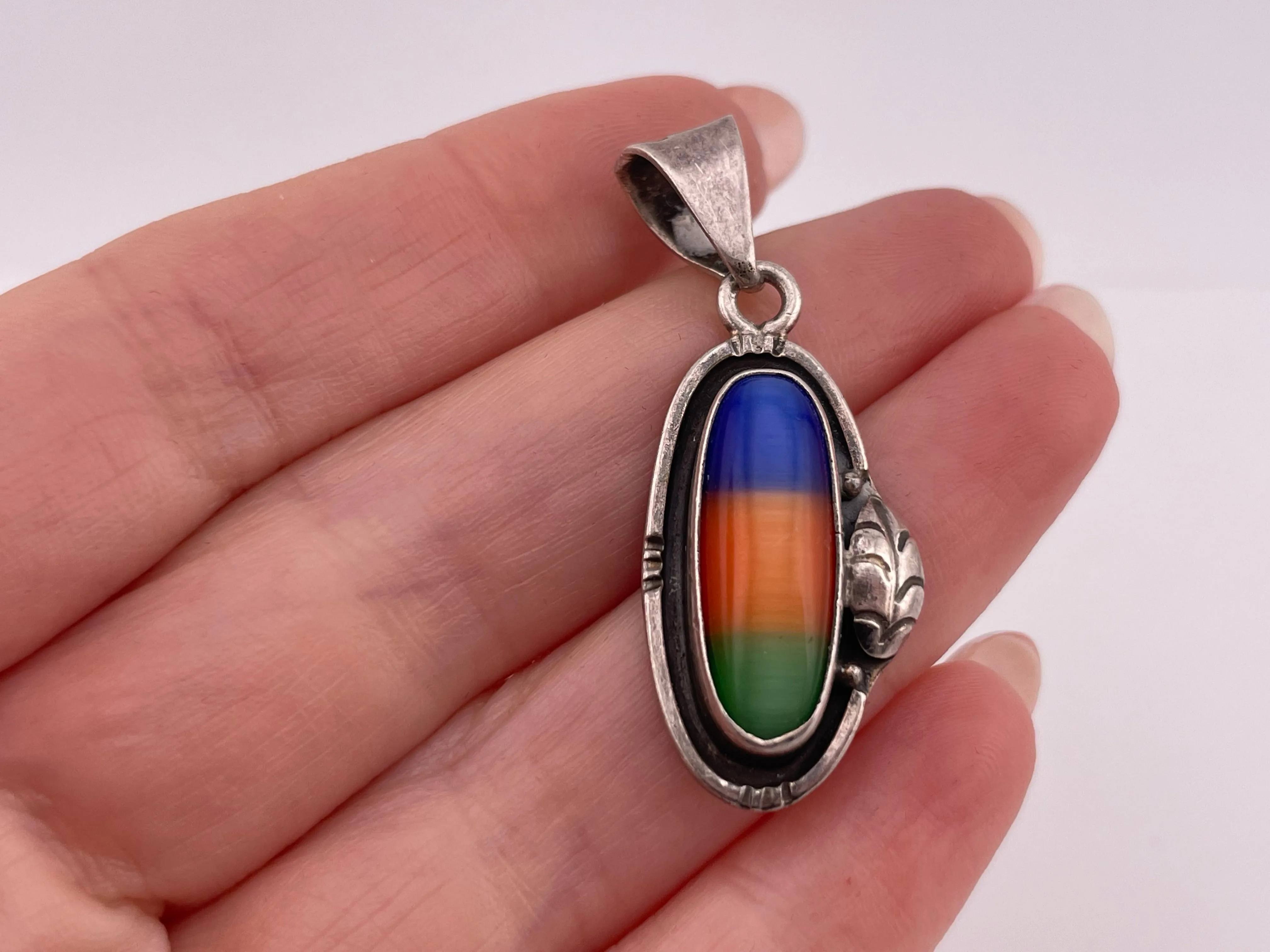 sterling silver colorful glass pendant