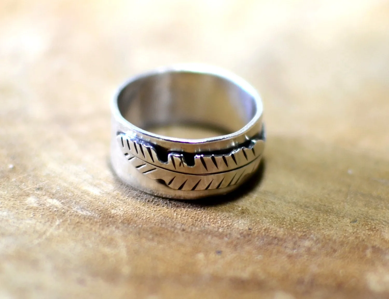 Sterling silver feather ring