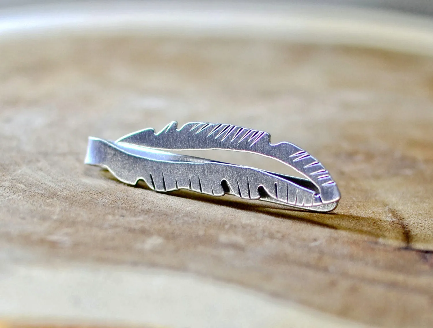 Sterling Silver feather Tie Clip