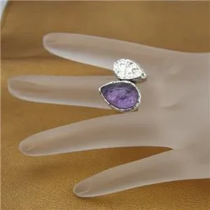 Sterling Silver Ring Amethyst size 7,8,9 Artistic Handmade Hadar Designers (As)8y