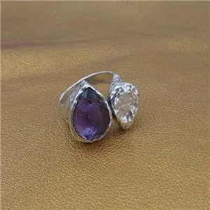 Sterling Silver Ring Amethyst size 7,8,9 Artistic Handmade Hadar Designers (As)8y