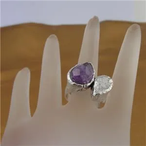 Sterling Silver Ring Amethyst size 7,8,9 Artistic Handmade Hadar Designers (As)8y