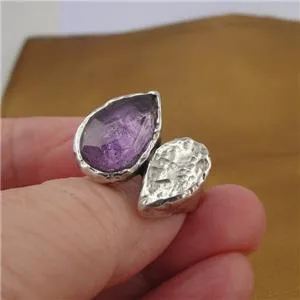 Sterling Silver Ring Amethyst size 7,8,9 Artistic Handmade Hadar Designers (As)8y