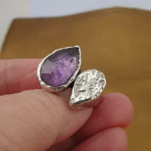 Sterling Silver Ring Amethyst size 7,8,9 Artistic Handmade Hadar Designers (As)8y