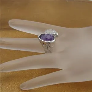 Sterling Silver Ring Amethyst size 7,8,9 Artistic Handmade Hadar Designers (As)8y
