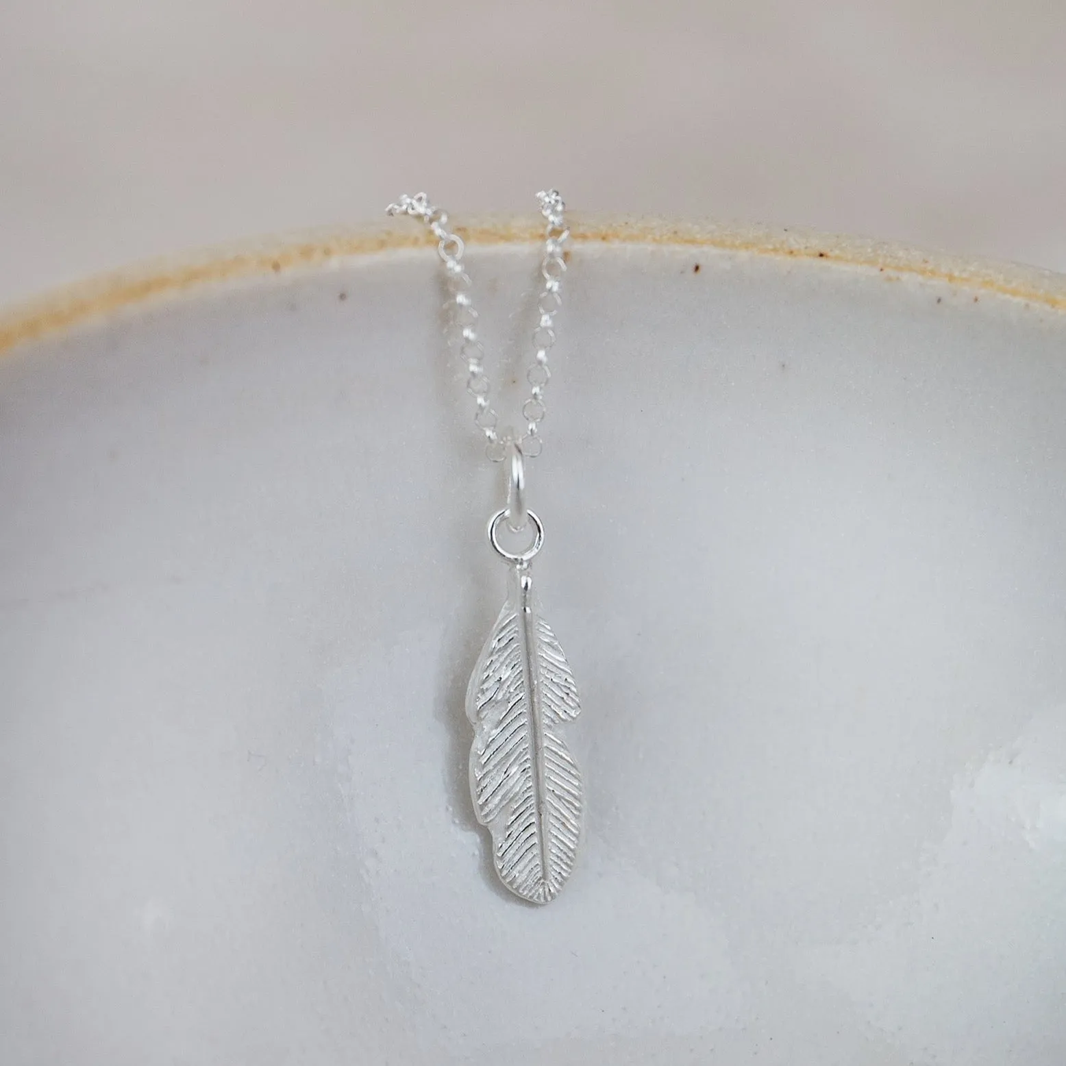 Sterling Silver Small Feather Pendant