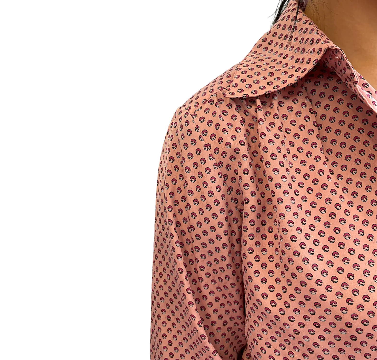 Strawberry Fields Abstract Print Pink Vintage Long Sleeve Top