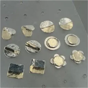Stud Earrings 9k Gold Sterling Silver Round Handmade Hadar Designers (I e480)