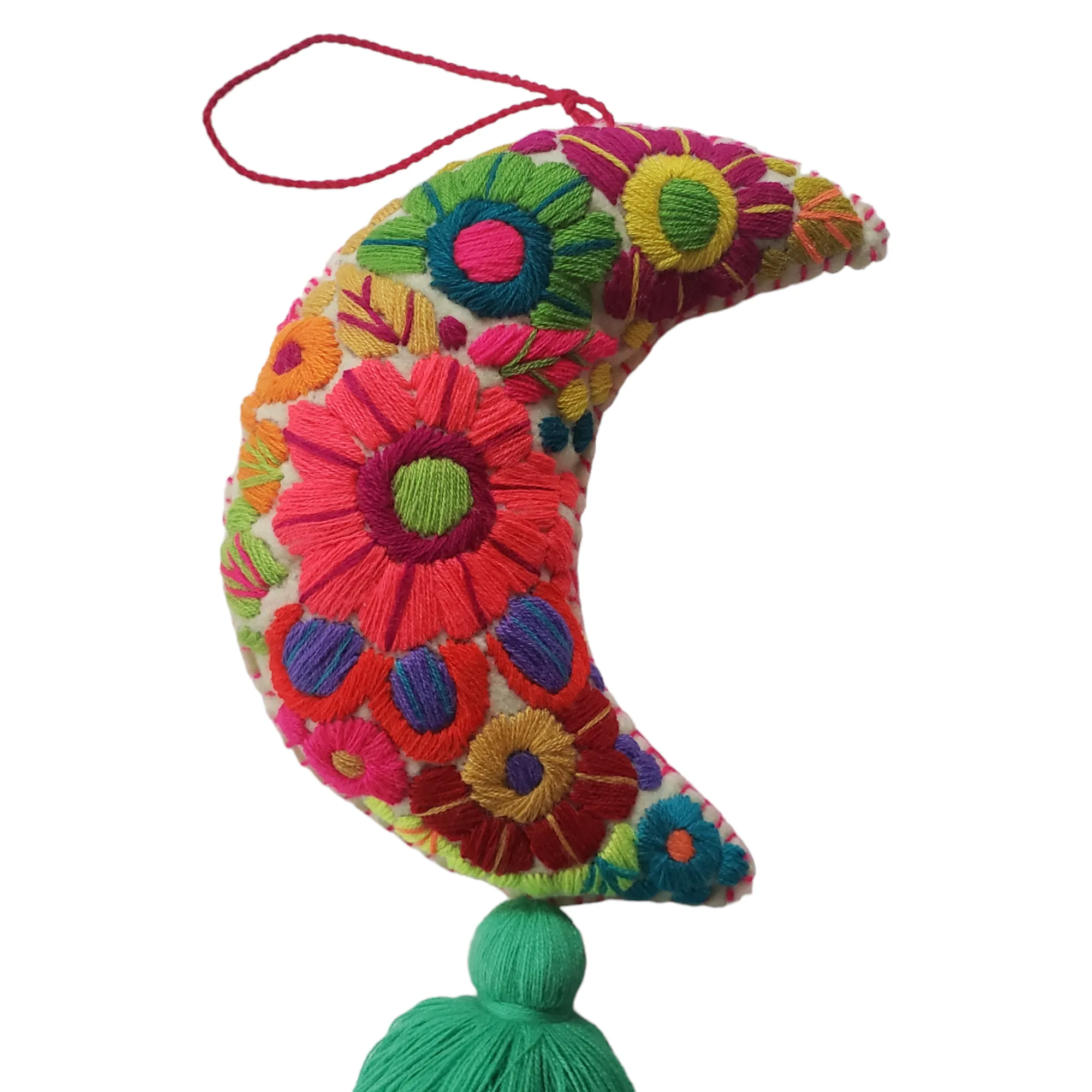 Stuffed Embroidered Moon Wall Hanging