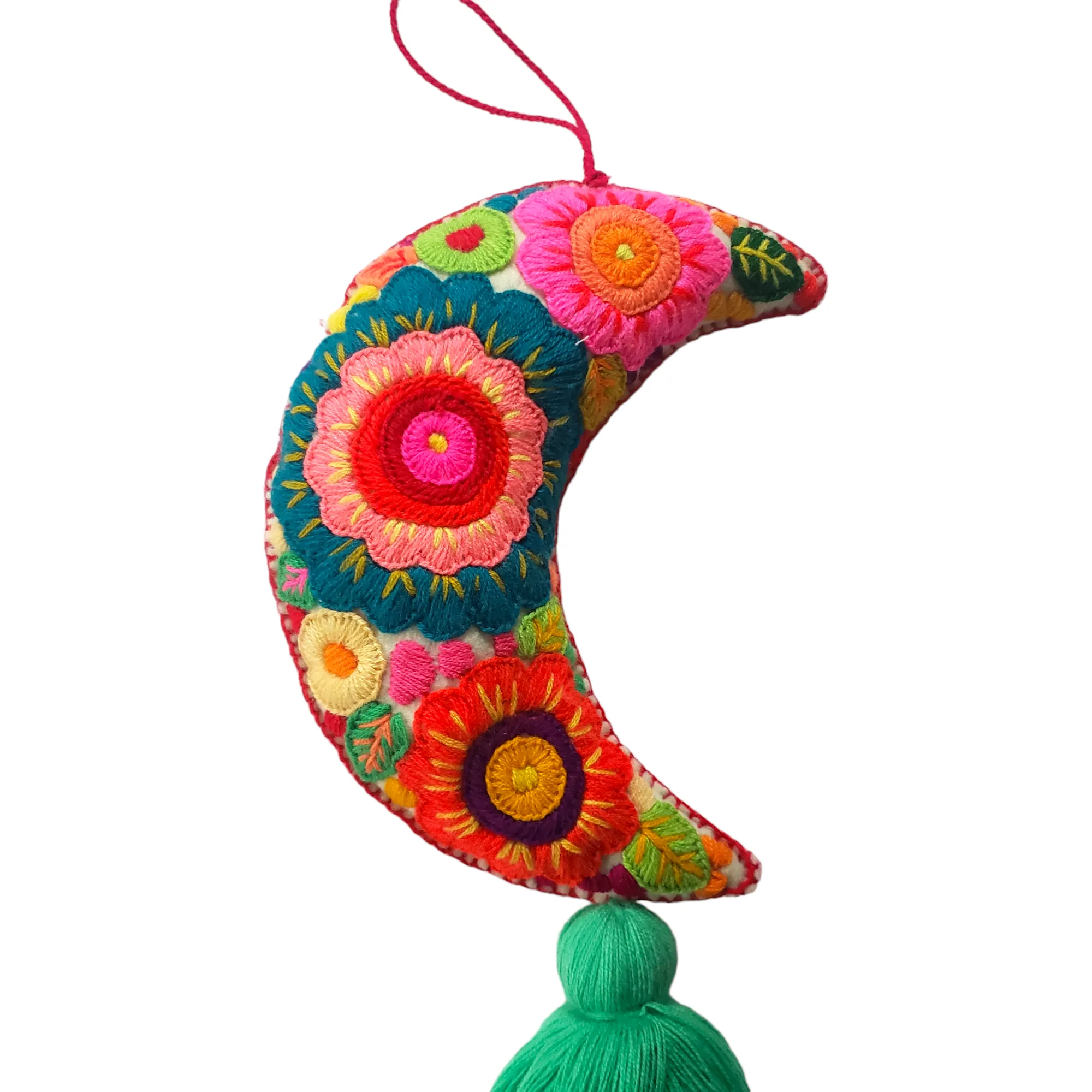 Stuffed Embroidered Moon Wall Hanging