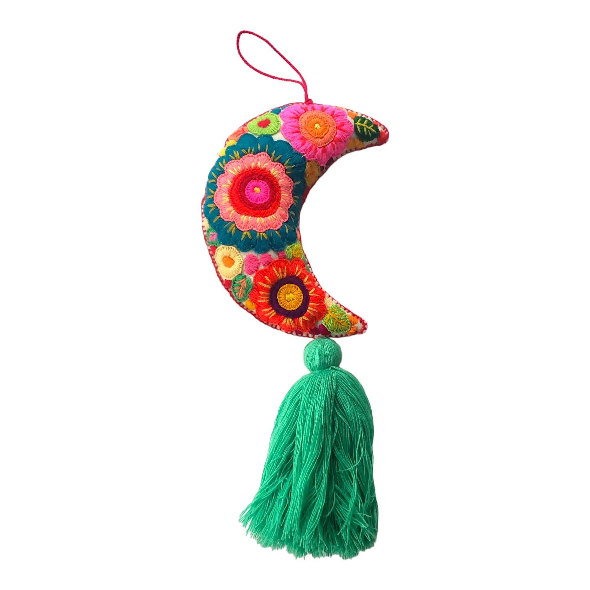 Stuffed Embroidered Moon Wall Hanging