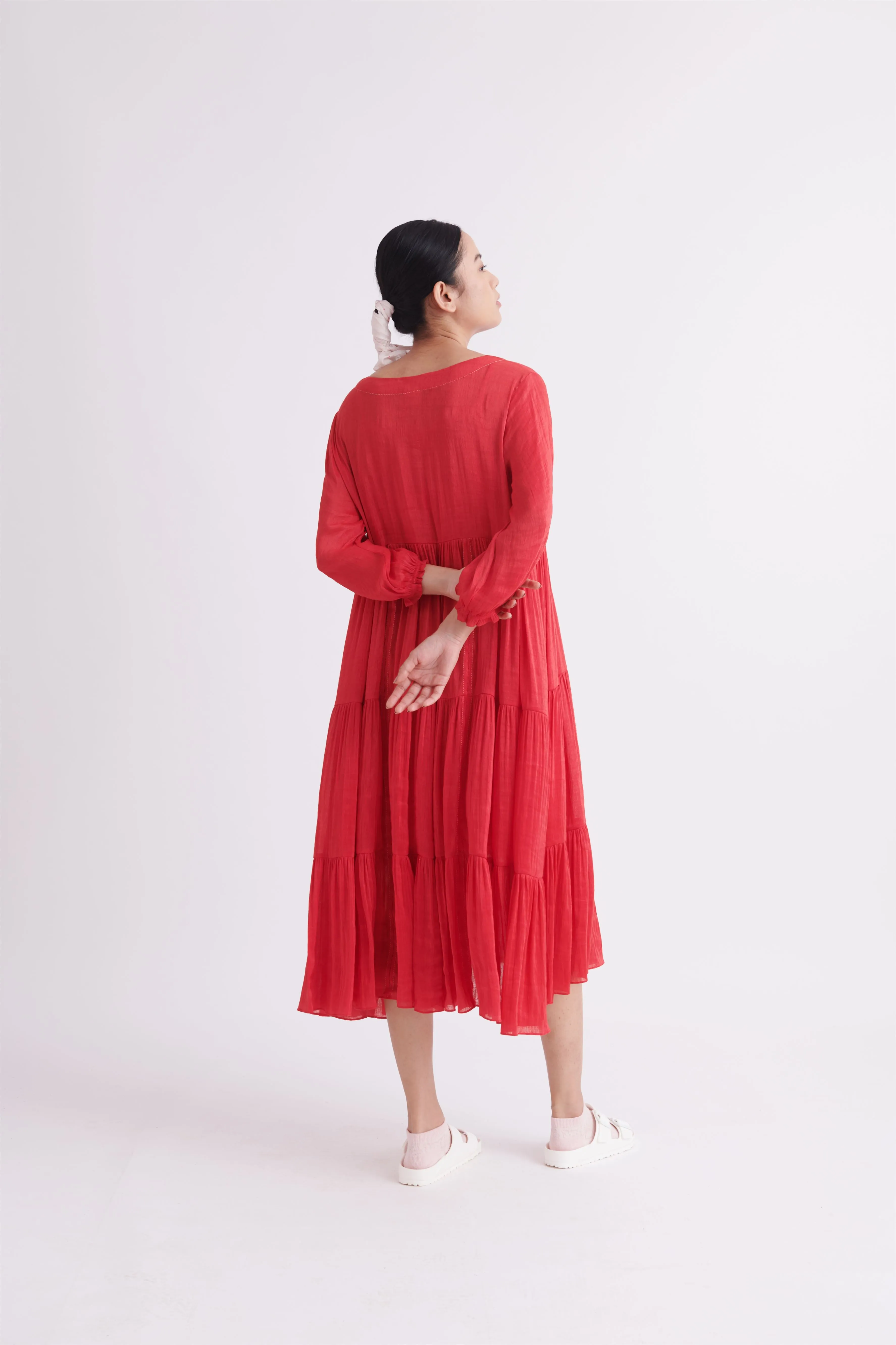 summer dress with slip linen silk red SS2025-10-fashion edit-the plavate