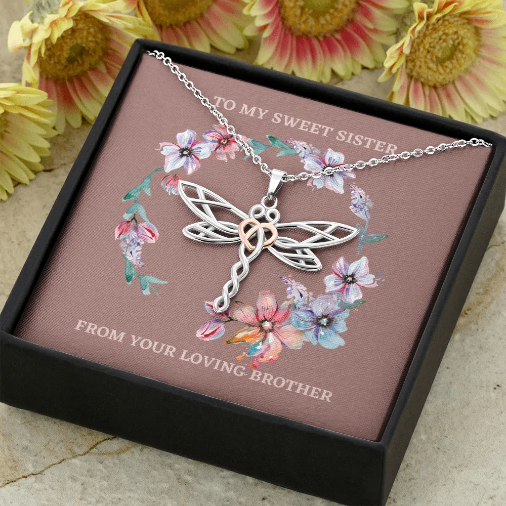 Sweet Sister Artistic Dragonfly Necklace