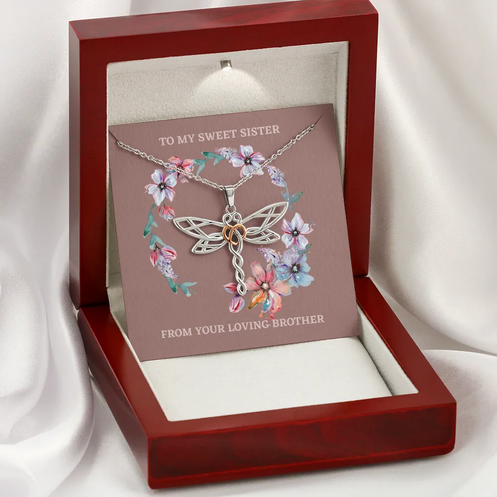 Sweet Sister Artistic Dragonfly Necklace