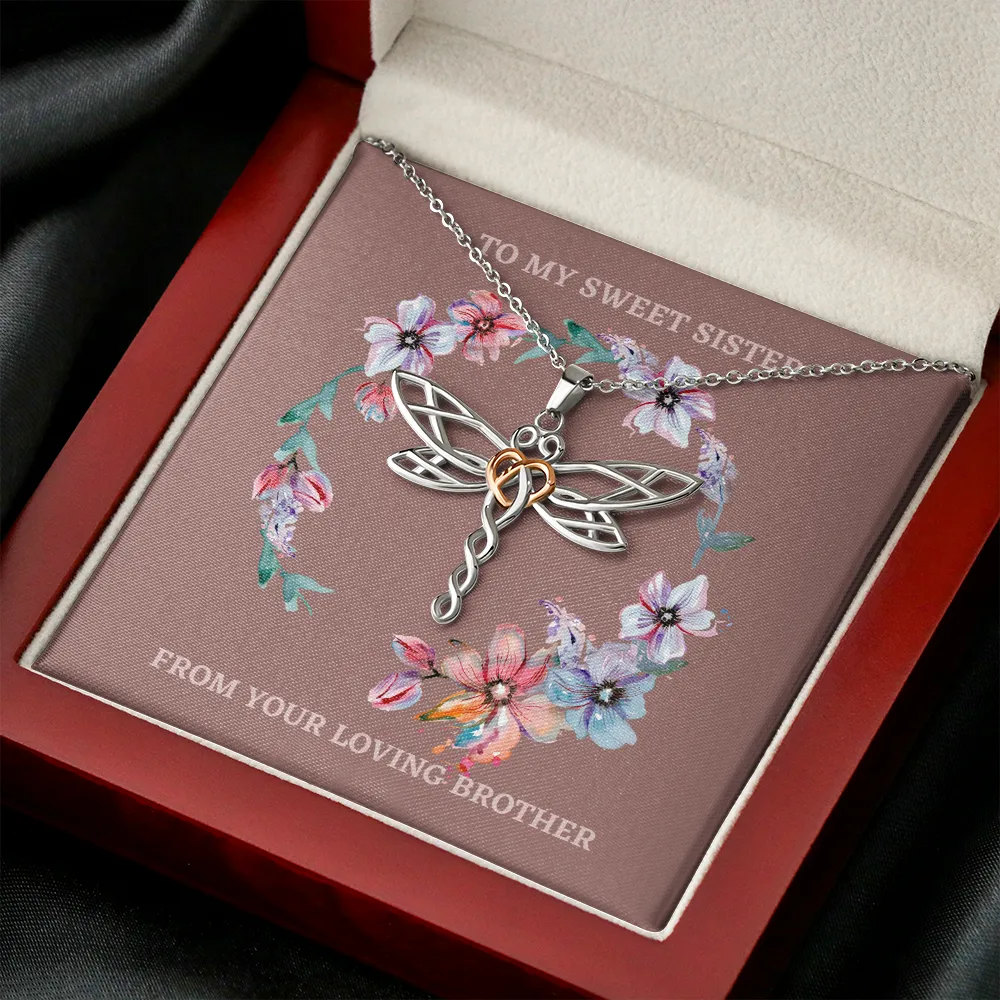 Sweet Sister Artistic Dragonfly Necklace