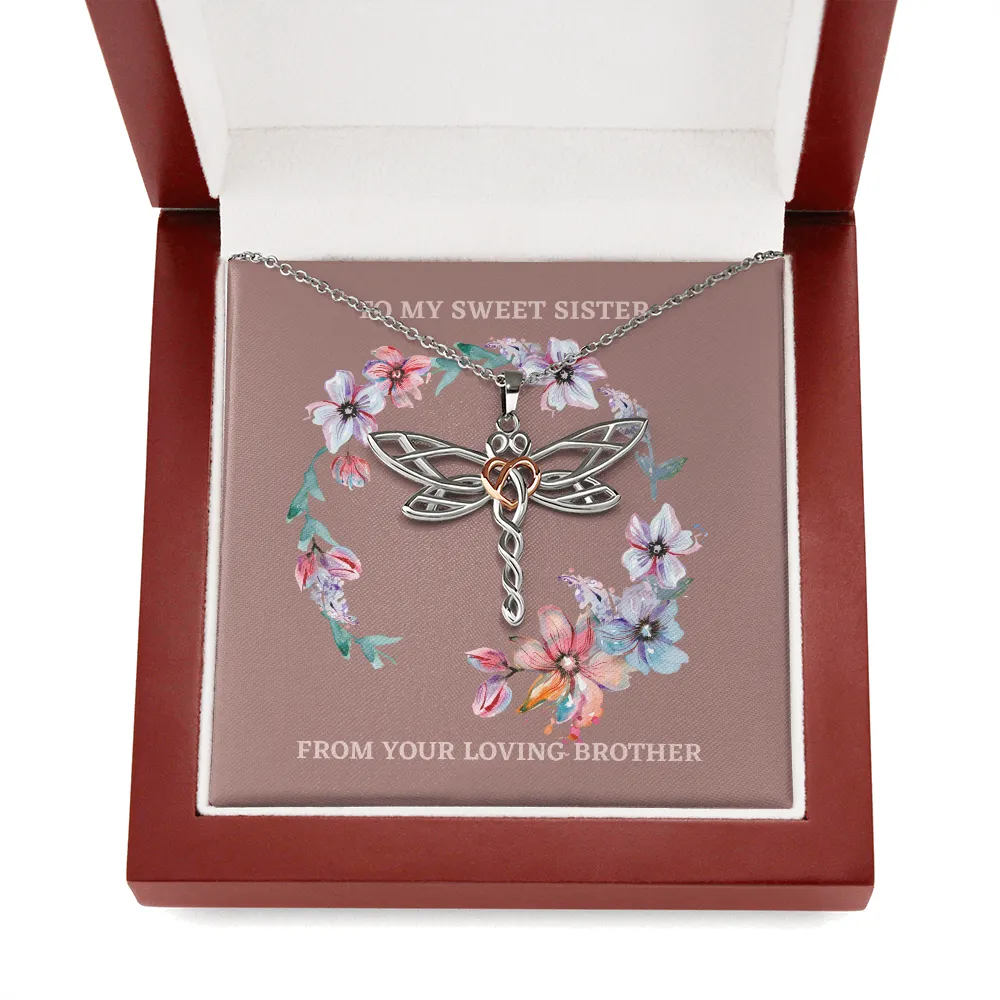 Sweet Sister Artistic Dragonfly Necklace
