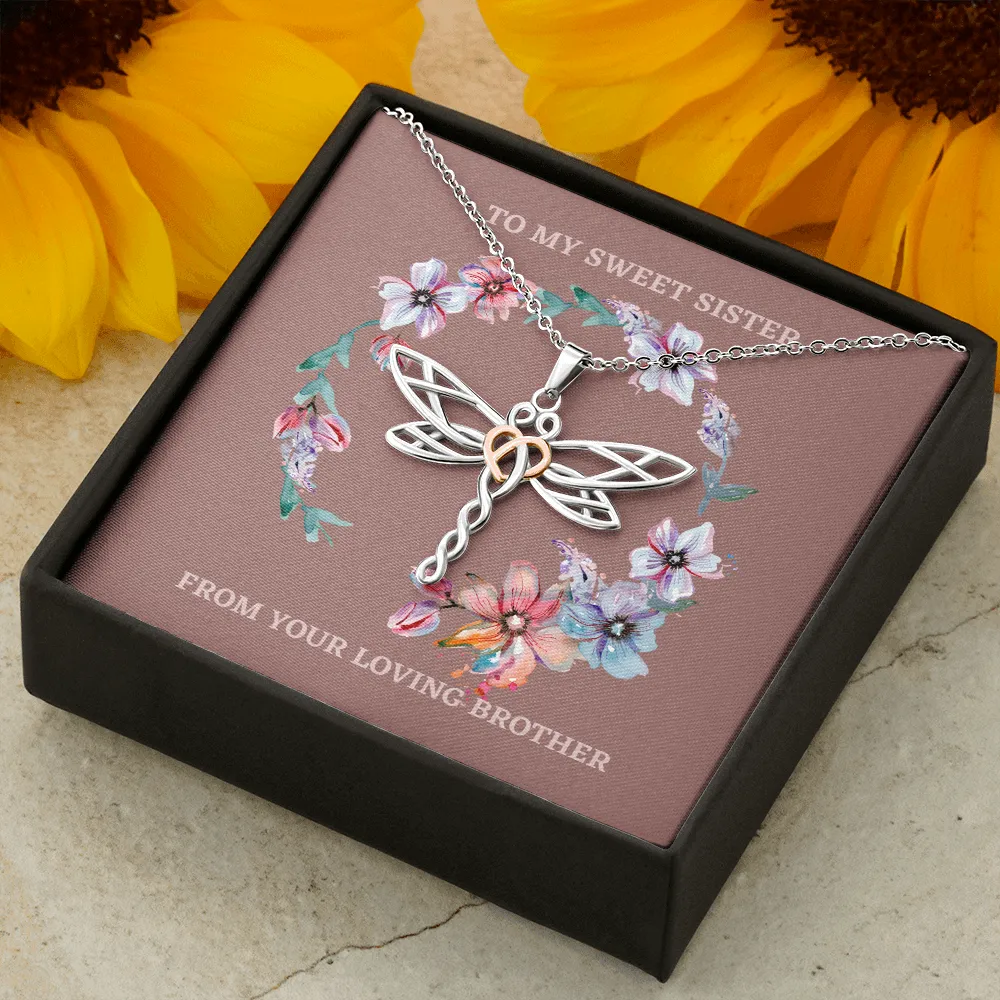 Sweet Sister Artistic Dragonfly Necklace