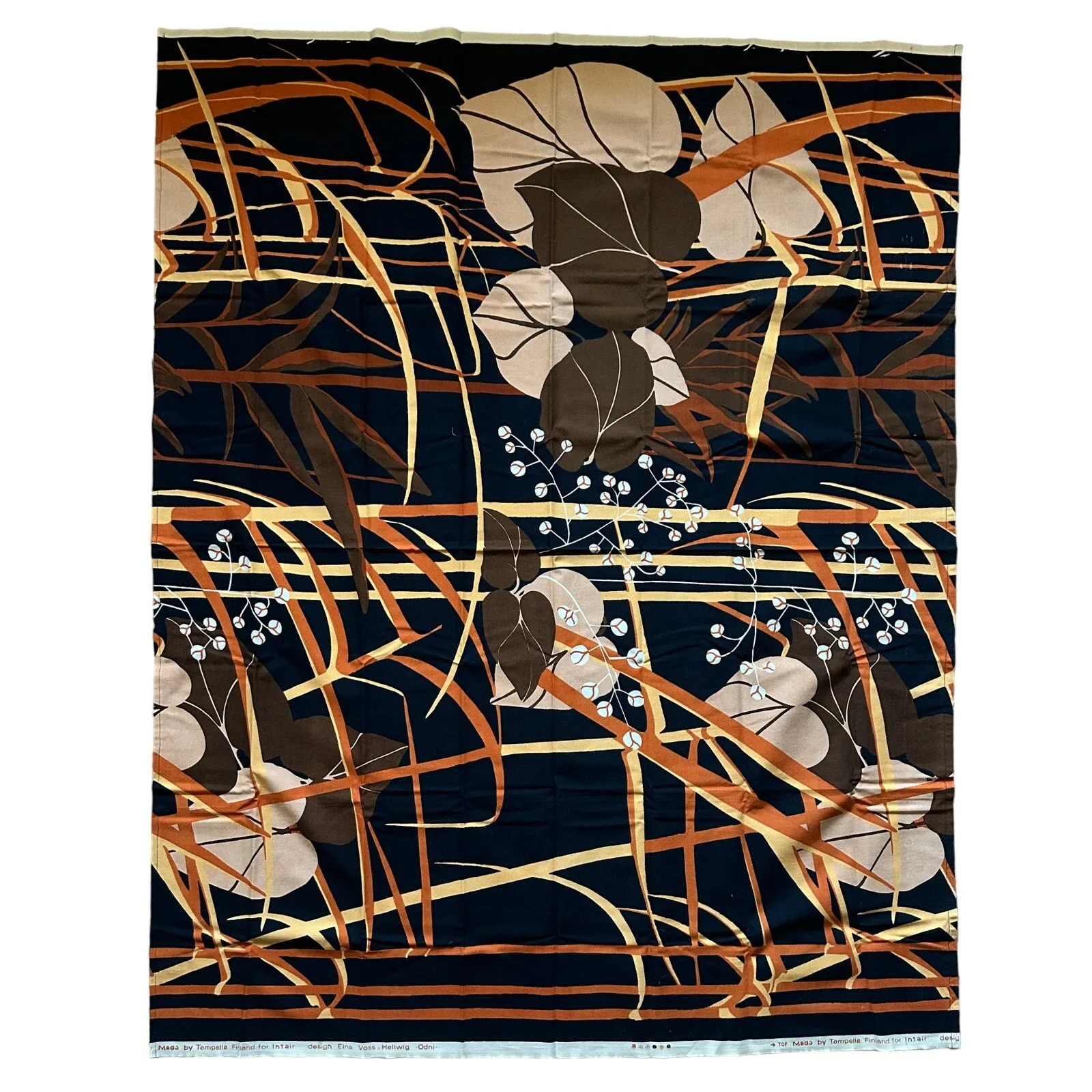Tampella Elna Voss-Hellwig Retro Fabric Finland 1970s Remnant Finnish  45x 57