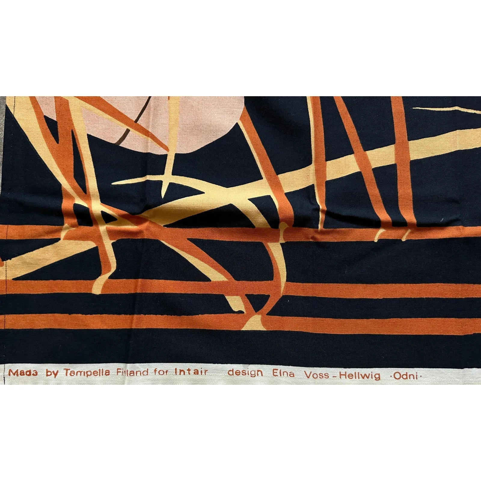 Tampella Elna Voss-Hellwig Retro Fabric Finland 1970s Remnant Finnish  45x 57