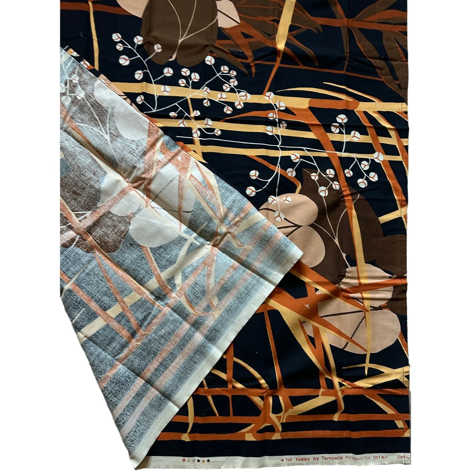Tampella Elna Voss-Hellwig Retro Fabric Finland 1970s Remnant Finnish  45x 57