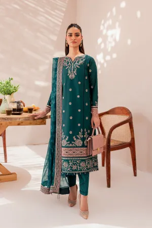 Teal Sage | Farasha Mehak Festive Lawn SS 23 | Unstitched Embroidered Collection