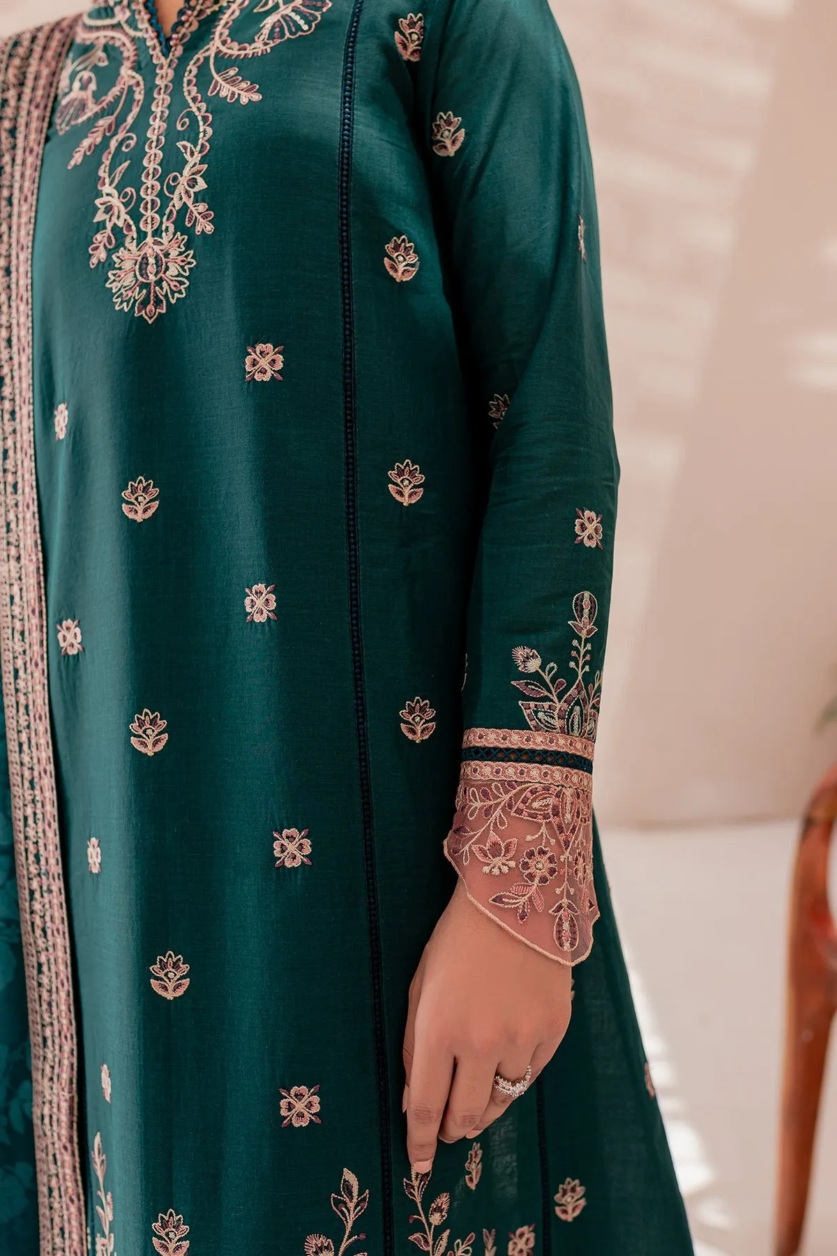 Teal Sage | Farasha Mehak Festive Lawn SS 23 | Unstitched Embroidered Collection