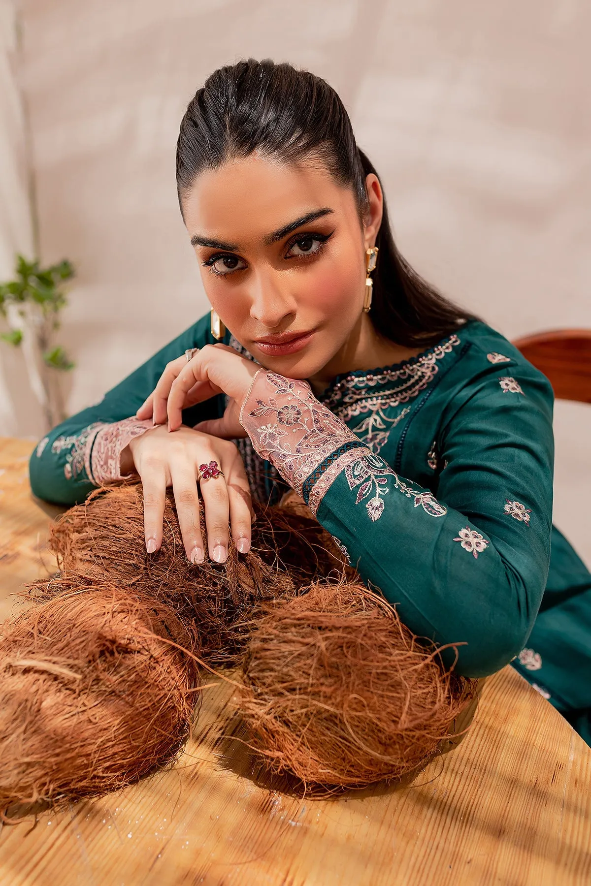 Teal Sage | Farasha Mehak Festive Lawn SS 23 | Unstitched Embroidered Collection
