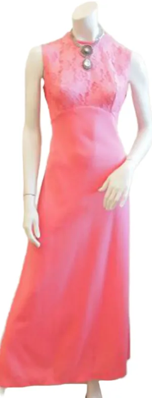 The Pink 60s Lace Maxi Dress