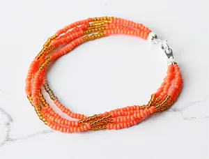 The Quartet Bracelet- Coral/Gold
